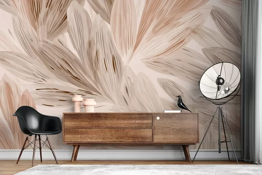 Fototapet Béžové rostliny, lehká abstrakce ve stylu akvarelu w09127