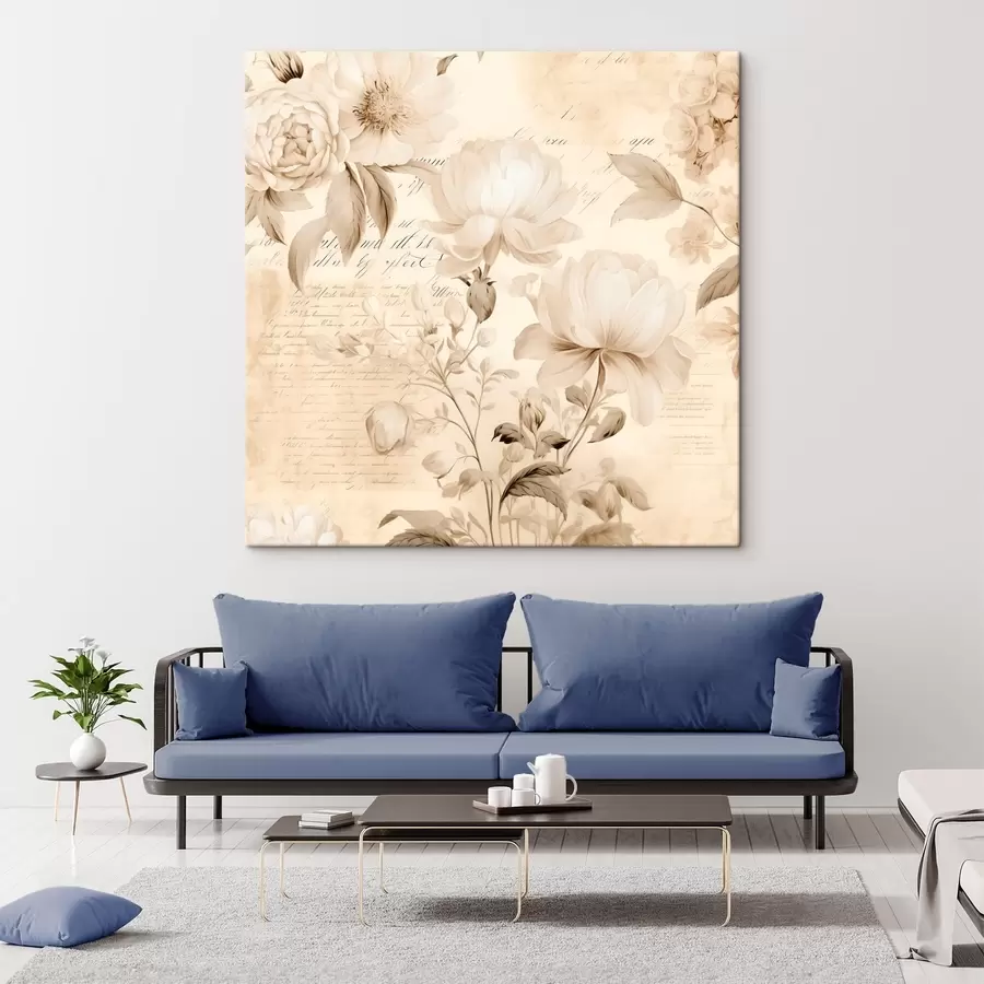 Obraz Vintage kompozice krémově bílých květů Č. s44332