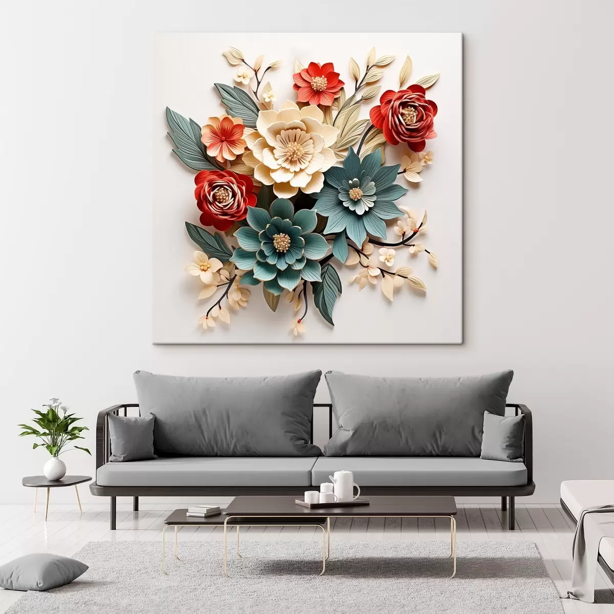 Obraz Jasná a objemná 3D květinová kompozice Č. s44338