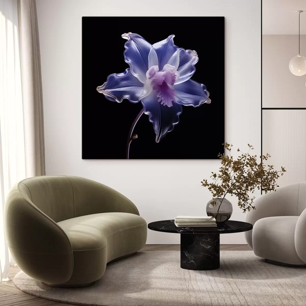 Obraz Průsvitné okvětní lístky s žilkami na černém pozadí Č. s44347