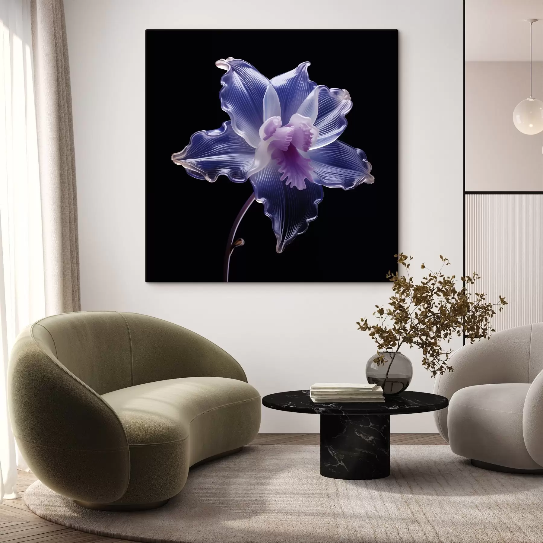 Obraz Průsvitné okvětní lístky s žilkami na černém pozadí Č. s44347