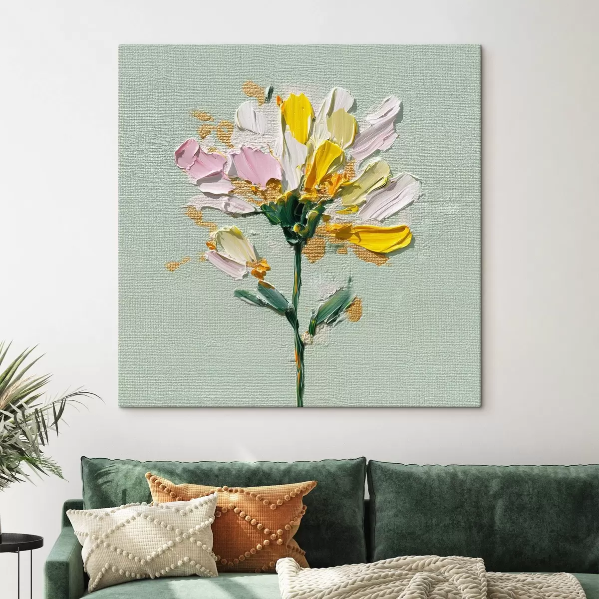 Obraz Slunečná kytice na mátovém pozadí Č. s44354