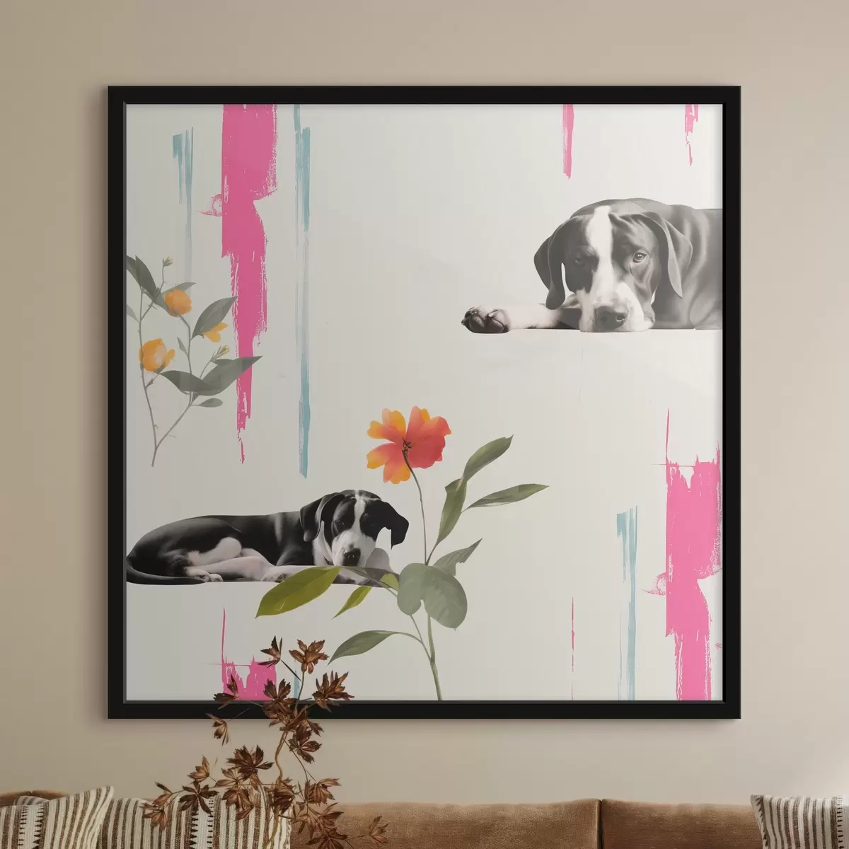 Poster Černobílá německá doga se smutnýma očima f44339