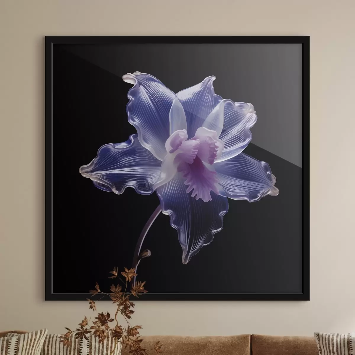 Poster Průsvitné okvětní lístky s žilkami na černém pozadí f44347