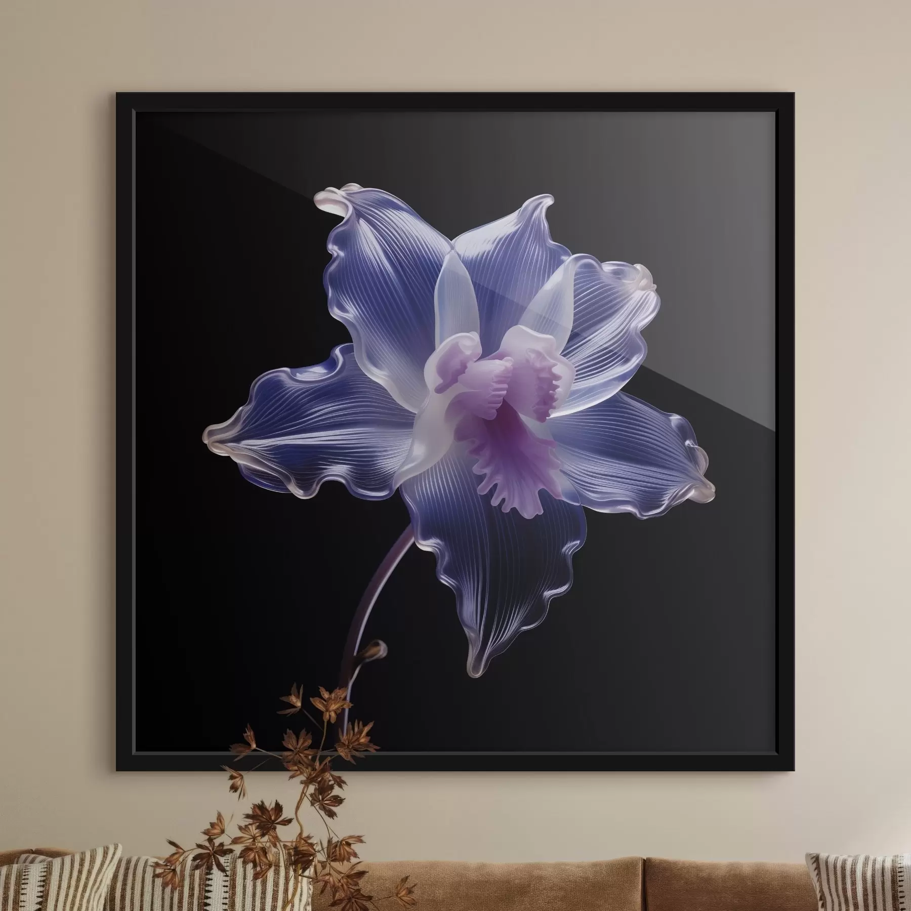 Fototapet Průsvitné okvětní lístky s žilkami na černém pozadí f44347