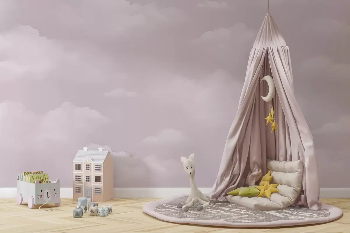 Fototapet Růžové obláčky v jemných pastelových odstínech w03994v2