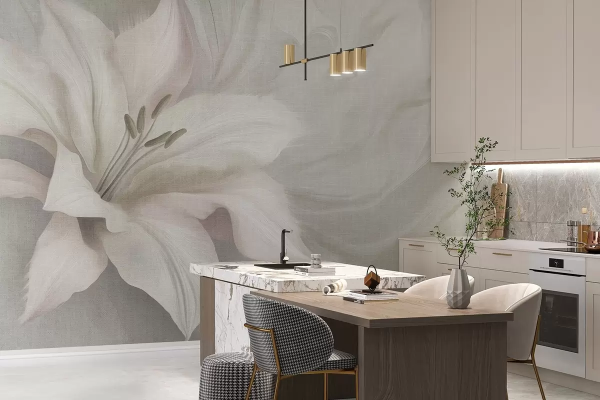 Fototapet Lilie květ tekutiny abstrakce, květinové, šedé barvy w04006v2