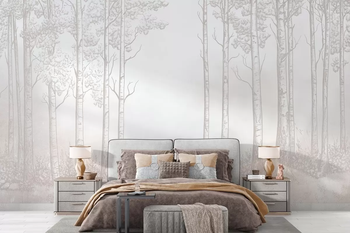 Fototapet Les s břízami, minimalismus, příroda, béžová paleta barev  w04009v3