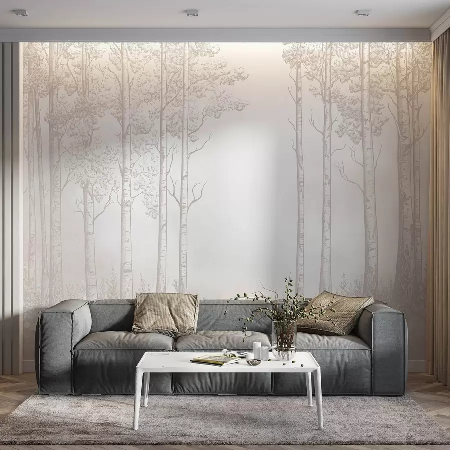 Fototapet Les s břízami, minimalismus, příroda, béžová paleta barev  w04009v3