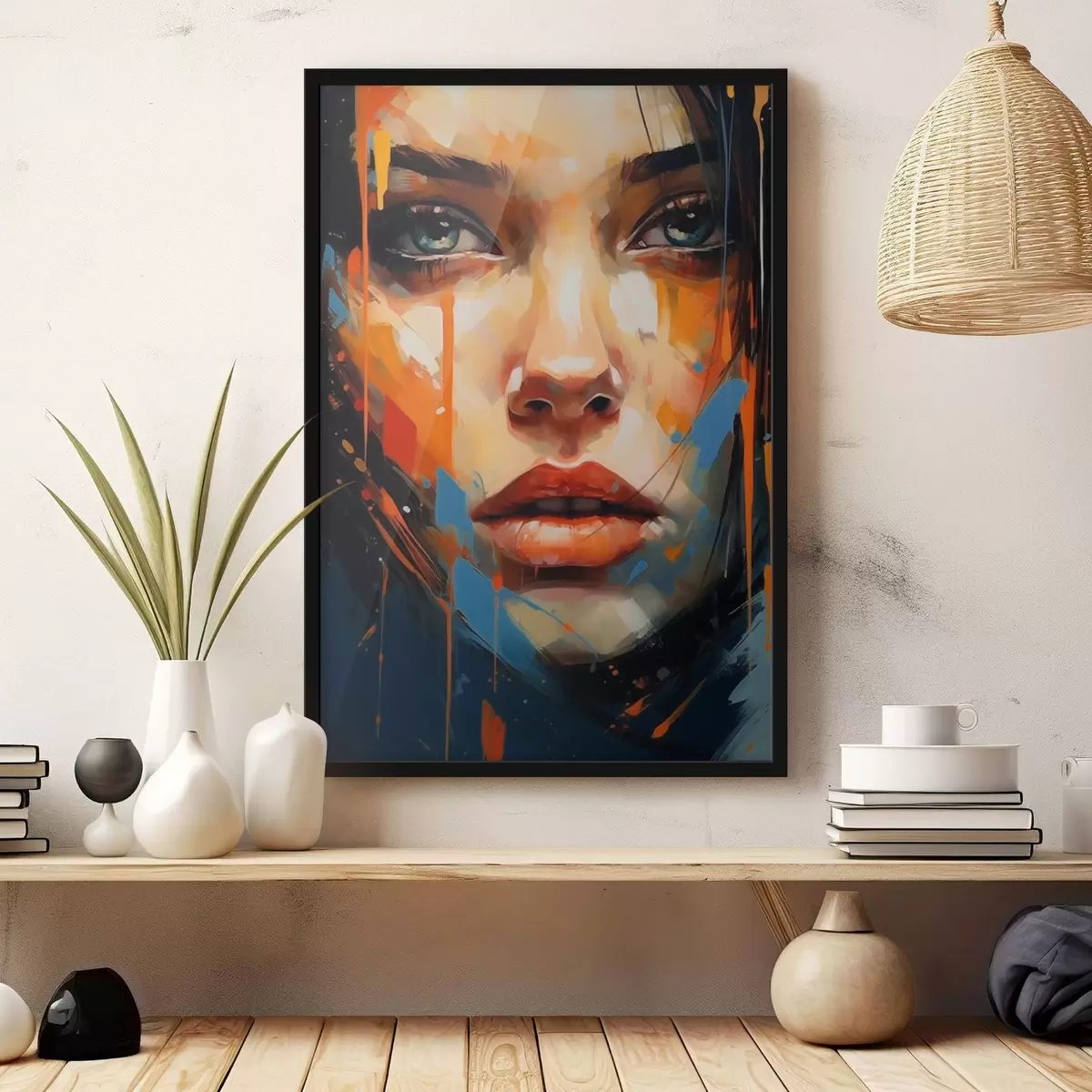 Poster Tvář ženy s jasnými tahy f44485