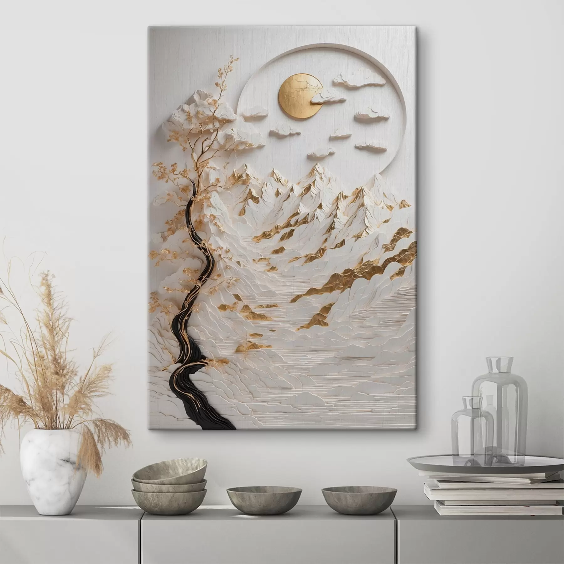 Obraz Abstraktní hory a slunce Č. s44428