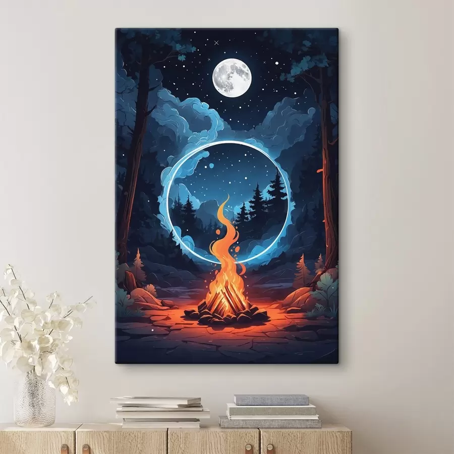 Obraz Táborák v nočním lese Č. s44436