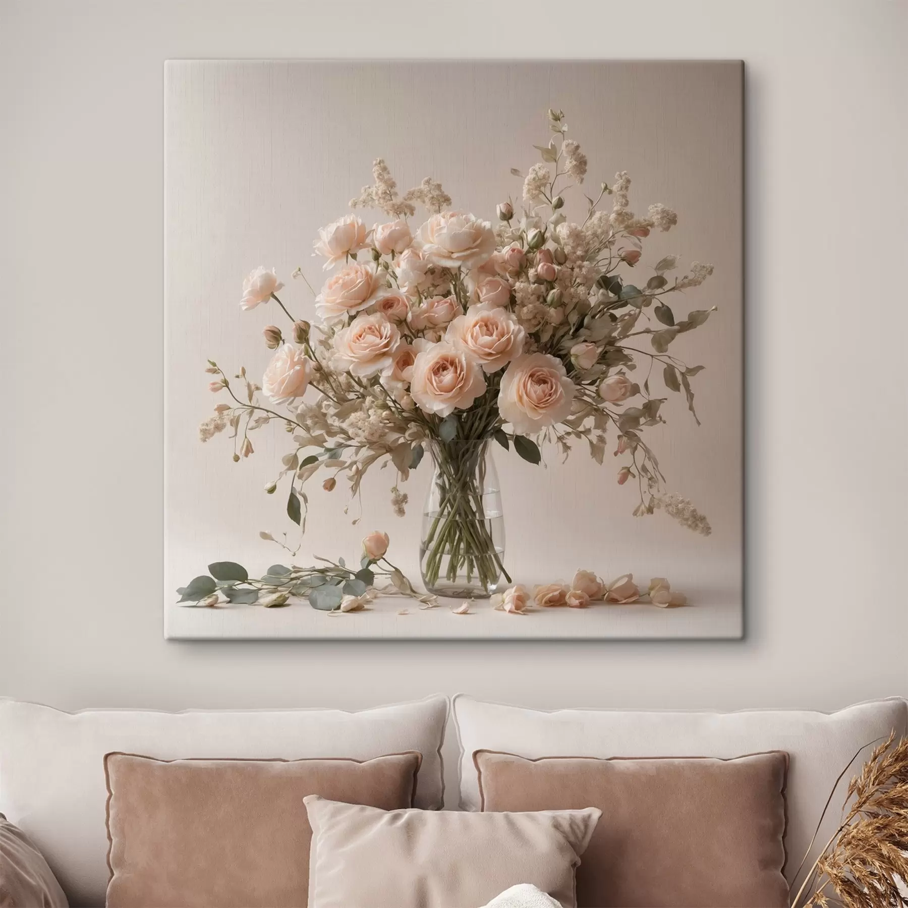 Obraz Bílé růže v průhledné váze Č. s44451