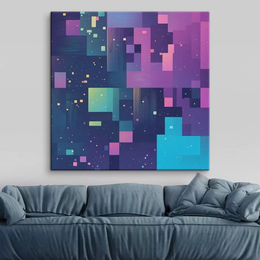 Obraz Abstraktní malba s různobarevnými obdélníkovými postavami Č. s44457