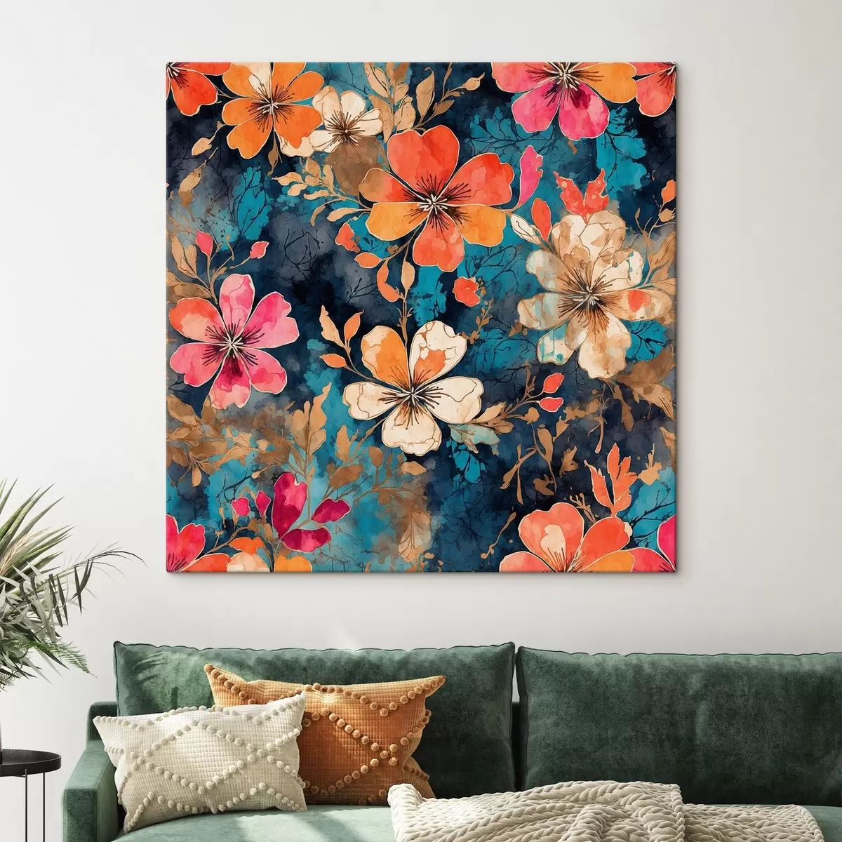 Obraz Vícebarevná akrylová malba na tmavě modrém pozadí Abstraktní vícebarevná akrylová malba na tmavě modrém pozadí modré pozadí Č. s44460