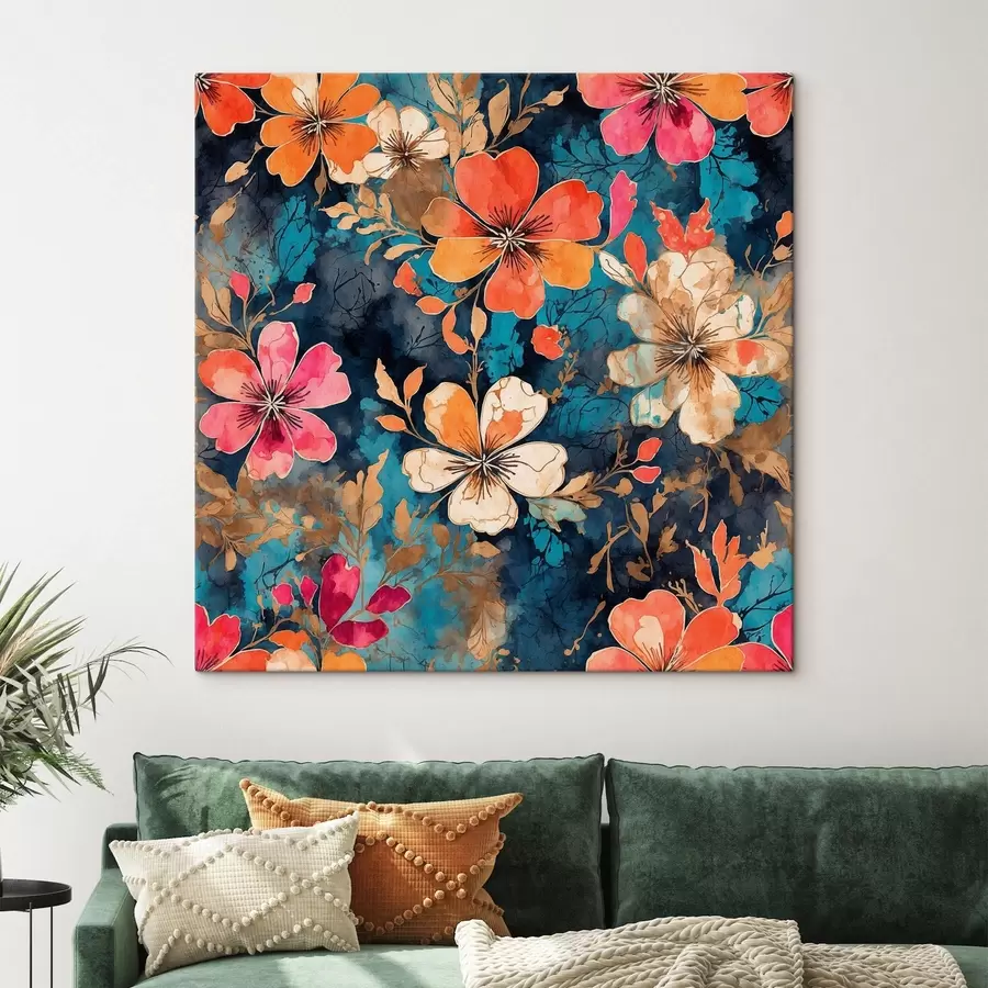 Fototapet Vícebarevná akrylová malba na tmavě modrém pozadí Abstraktní vícebarevná akrylová malba na tmavě modrém pozadí modré pozadí s44460