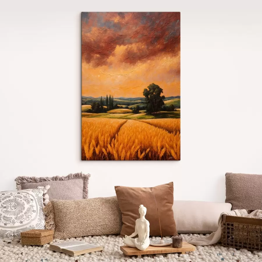 Obraz Pšeničné pole ve stylu akrylové malby Č. s44464