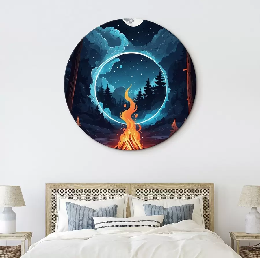 Obraz Táborák v nočním lese Č. r44436