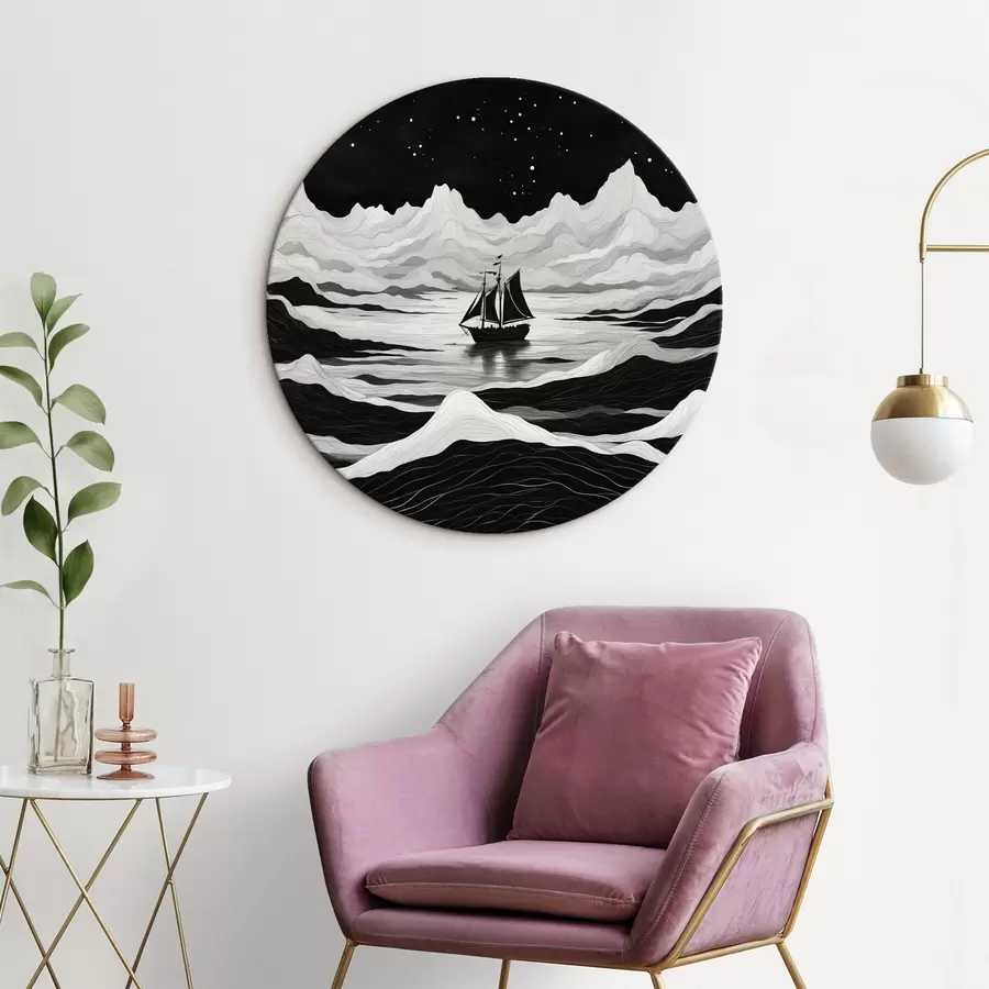 Obraz Loď v mlhavém nočním moři Č. r44437