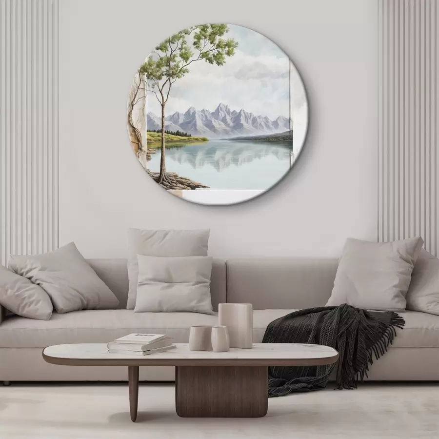 Obraz Pohled na jezero a zasněžené hory v záběru Č. r44458