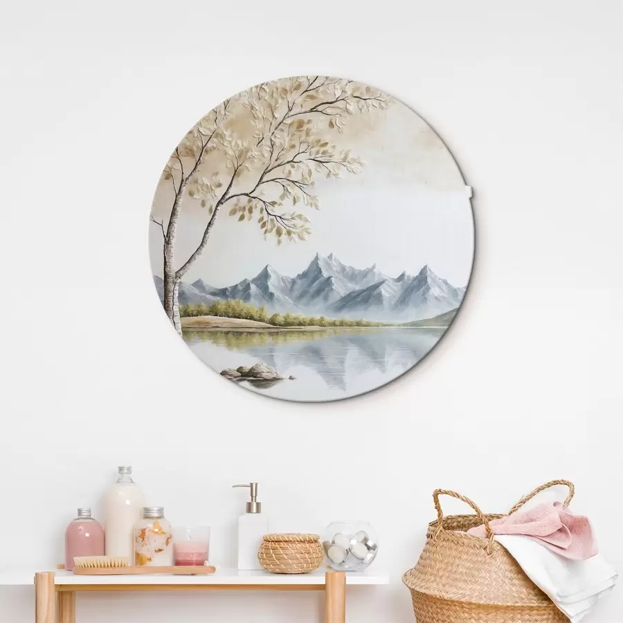 Obraz Strom na pozadí jezera a zasněžených hor Č. r44459