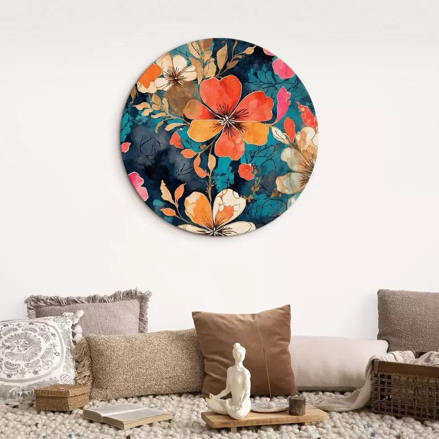 Obraz Vícebarevná akrylová malba na tmavě modrém pozadí Abstraktní vícebarevná akrylová malba na tmavě modrém pozadí modré pozadí Č. r44460