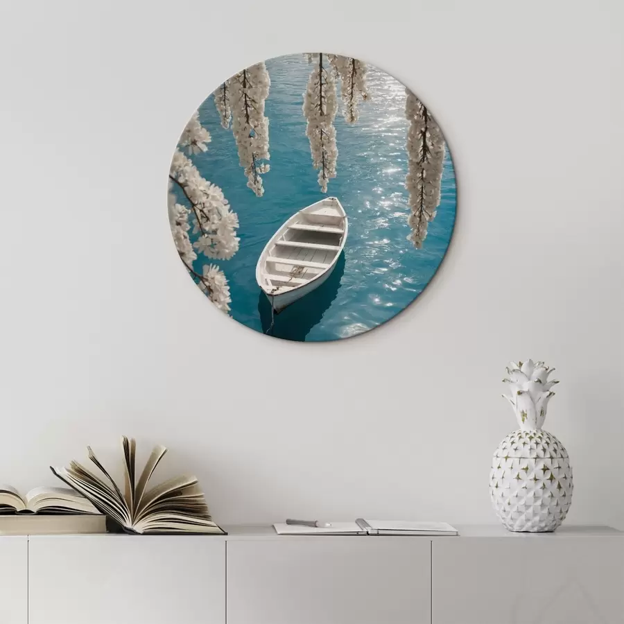 Obraz Bílá loďka pod stromem Č. r44482