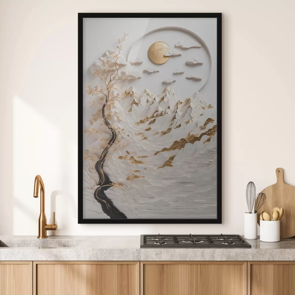 Poster Abstraktní hory a slunce f44428