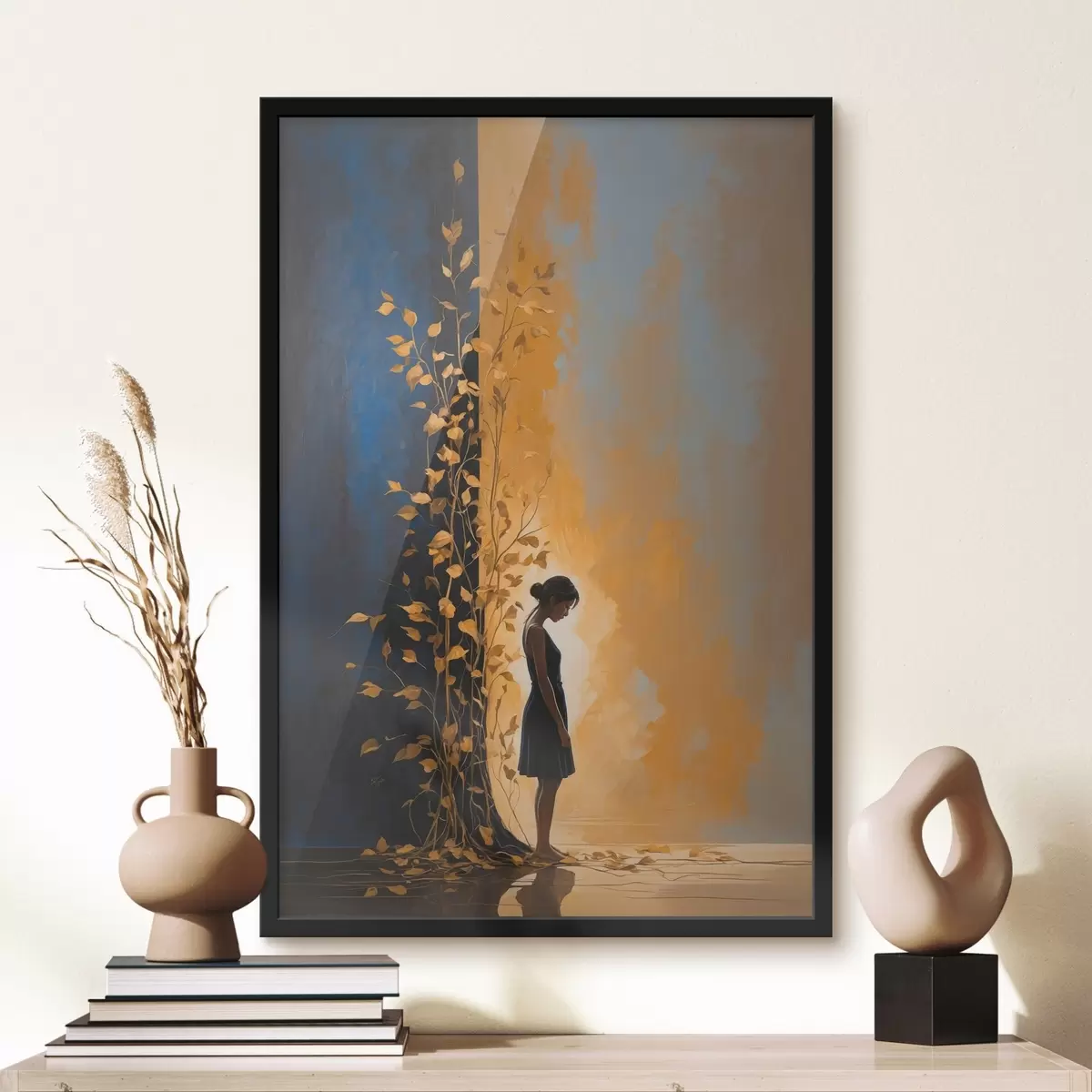 Poster Dívka na abstraktním pozadí f44430