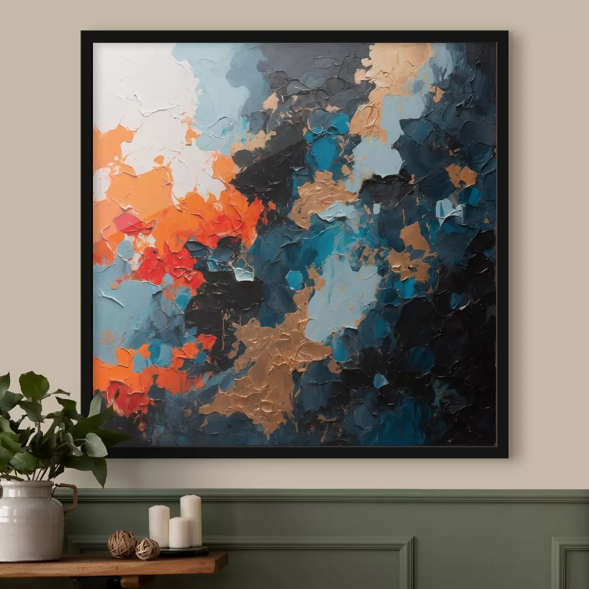 Poster Abstraktní vícebarevná olejomalba f44431