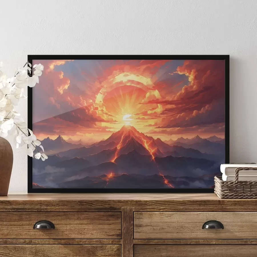 Fototapet Západ slunce u sopky f44432