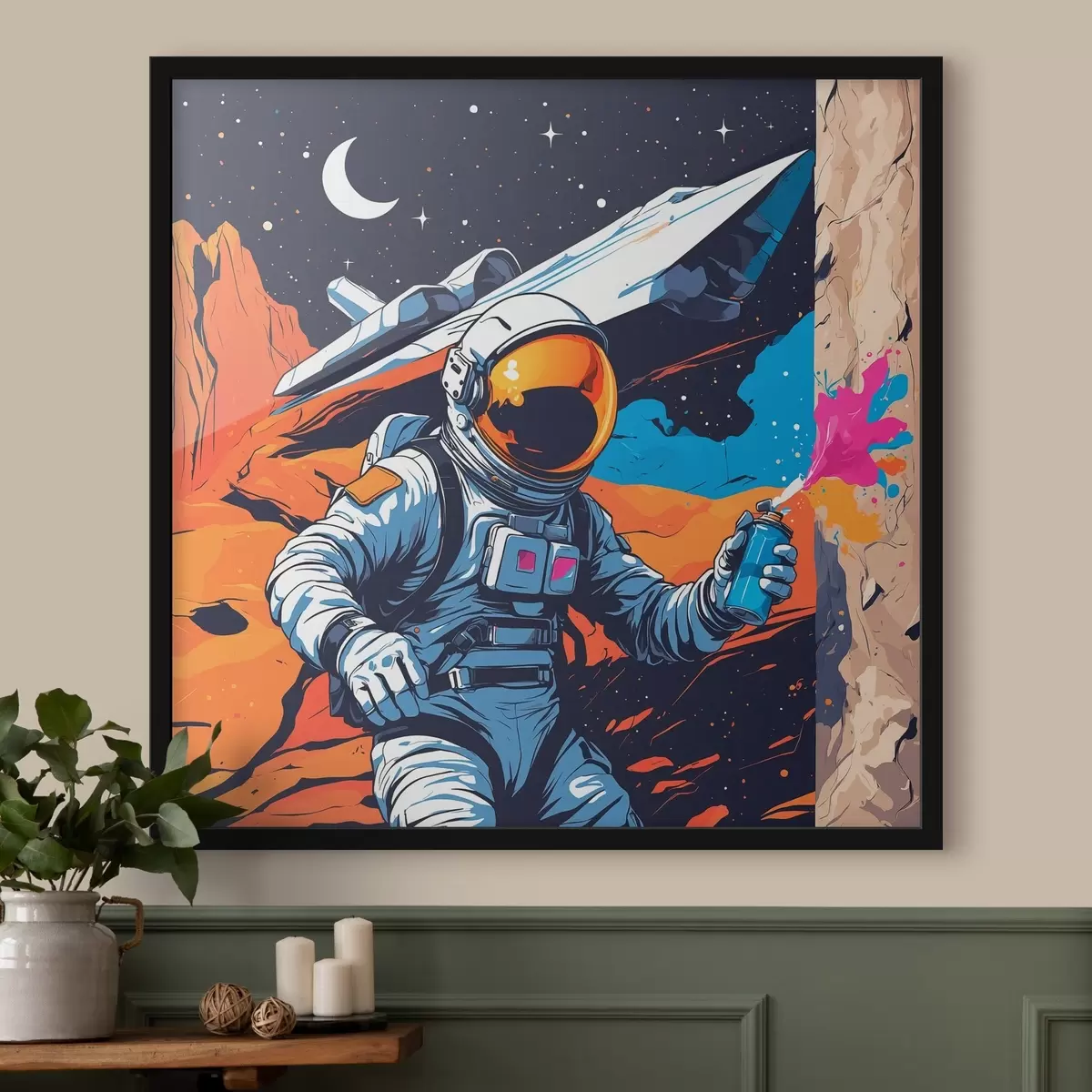 Poster Plakát s astronautem a lodí f44434