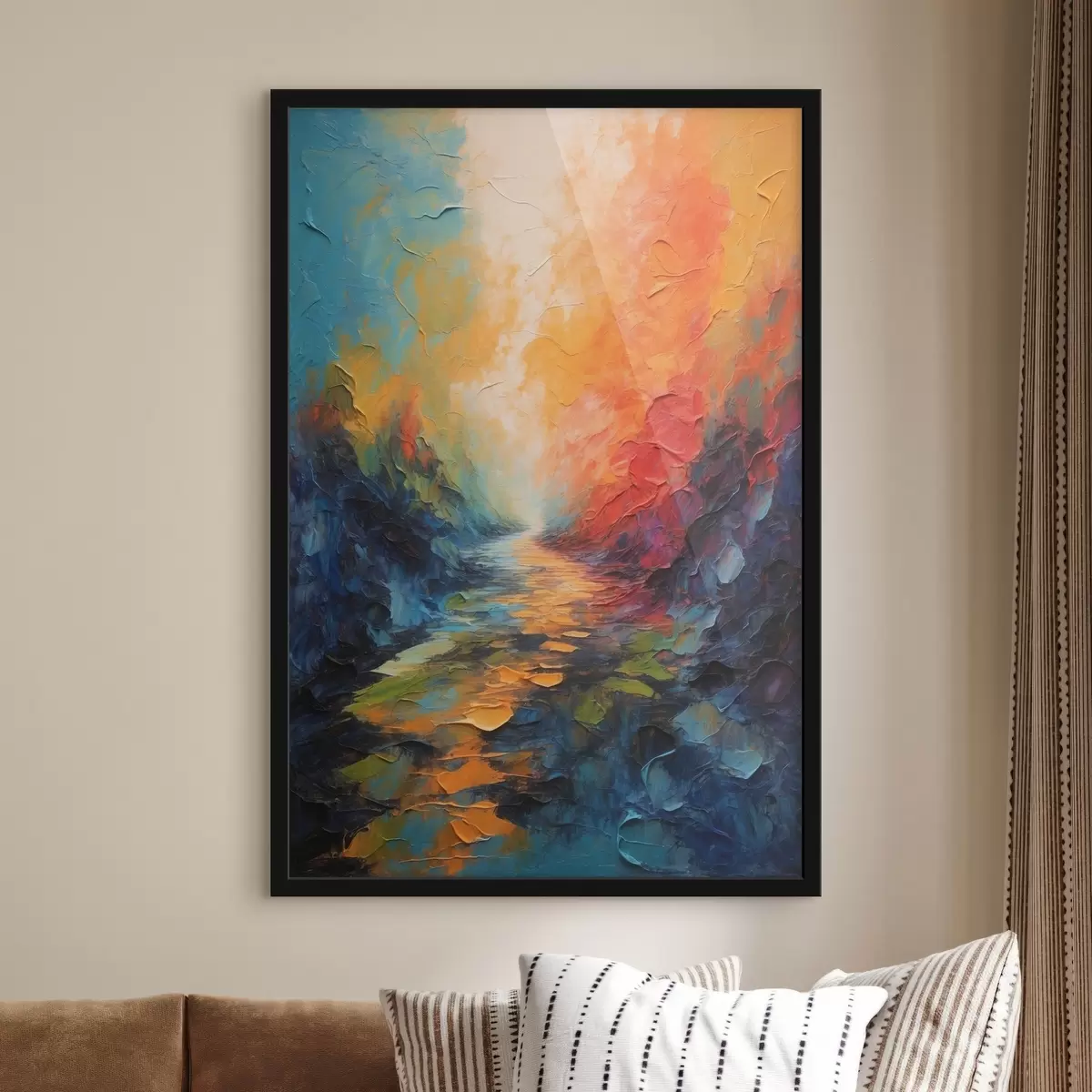 Poster Abstraktní cesta ve stylu akrylové malby f44441