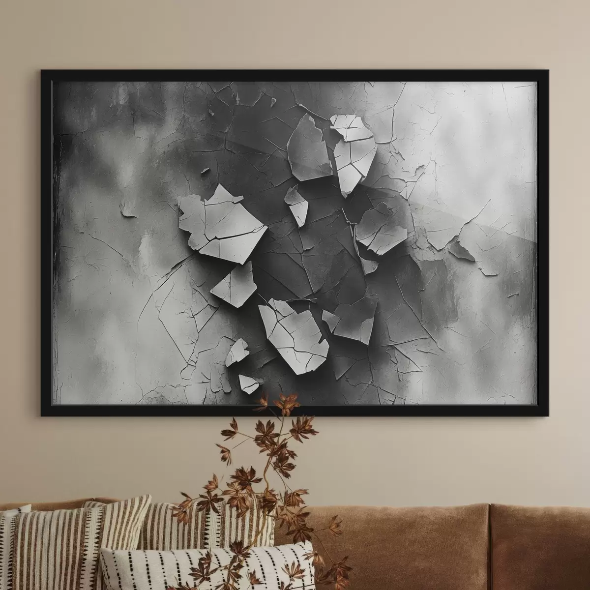 Poster Černobílá stará zeď f44450