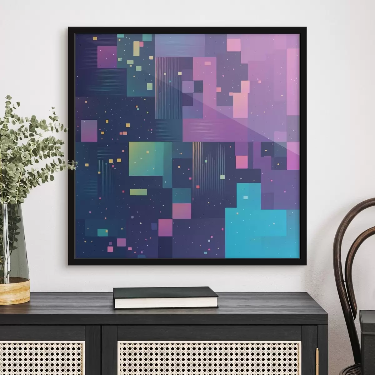 Poster Abstraktní malba s různobarevnými obdélníkovými postavami f44457