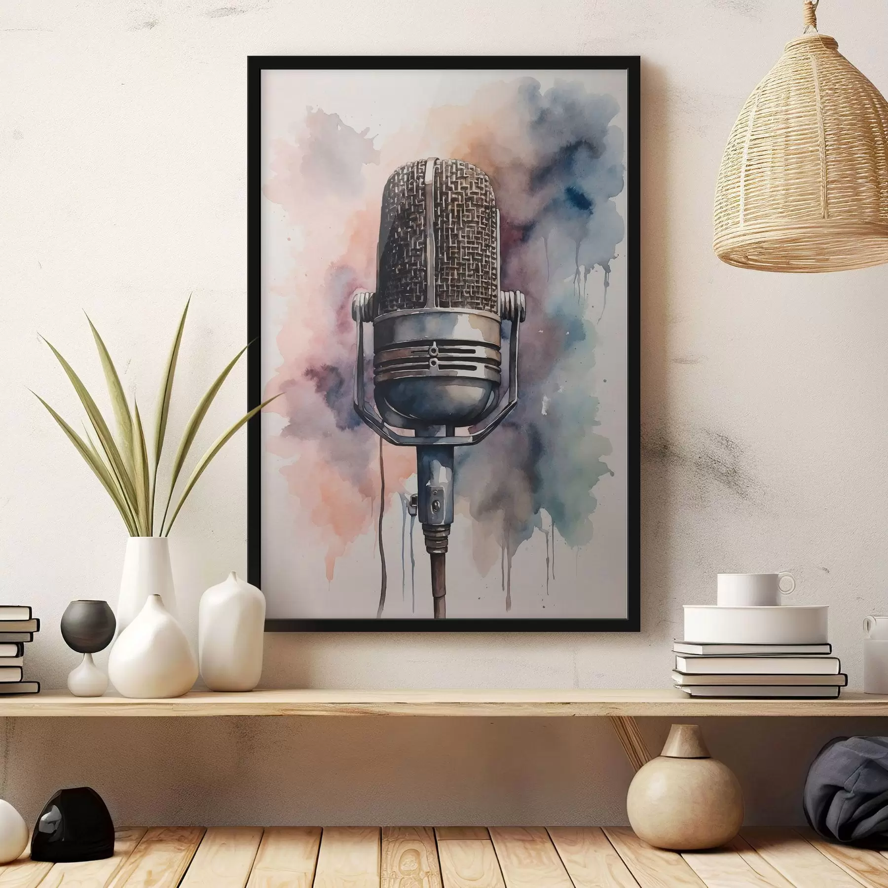 Obraz Mikrofon na akvarelovém pozadí Č. f44463