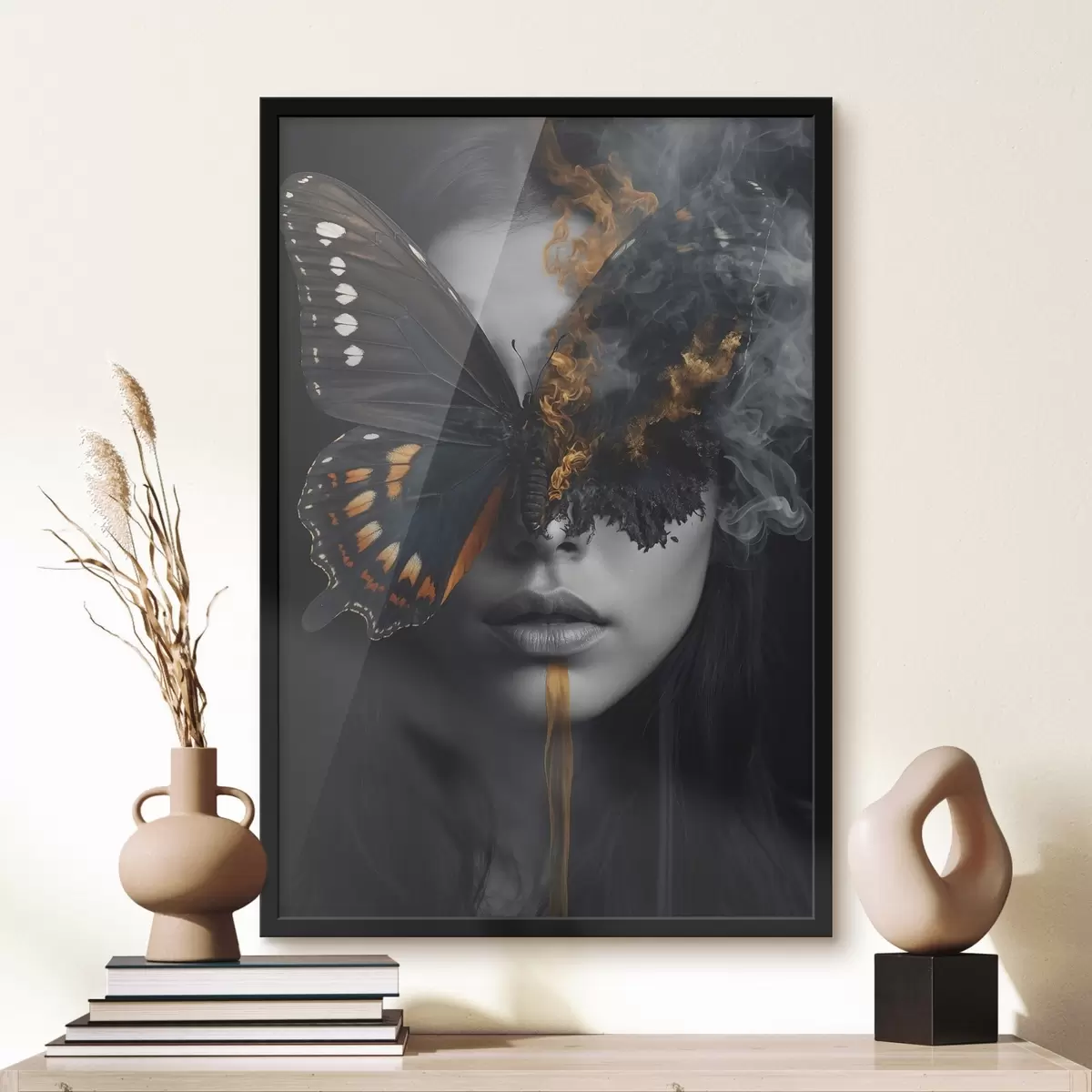 Poster Hořící motýl na tváři dívky f44468