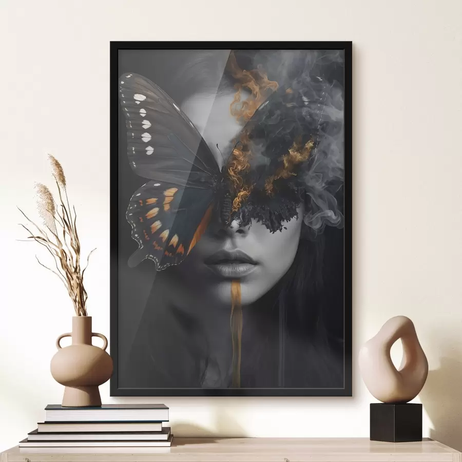 Obraz Hořící motýl na tváři dívky Č. f44468