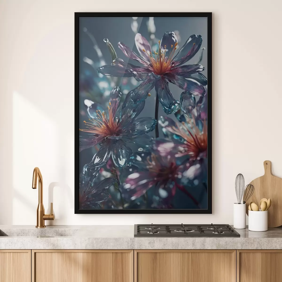 Poster Průhledné květiny na rozmazaném pozadí f44469