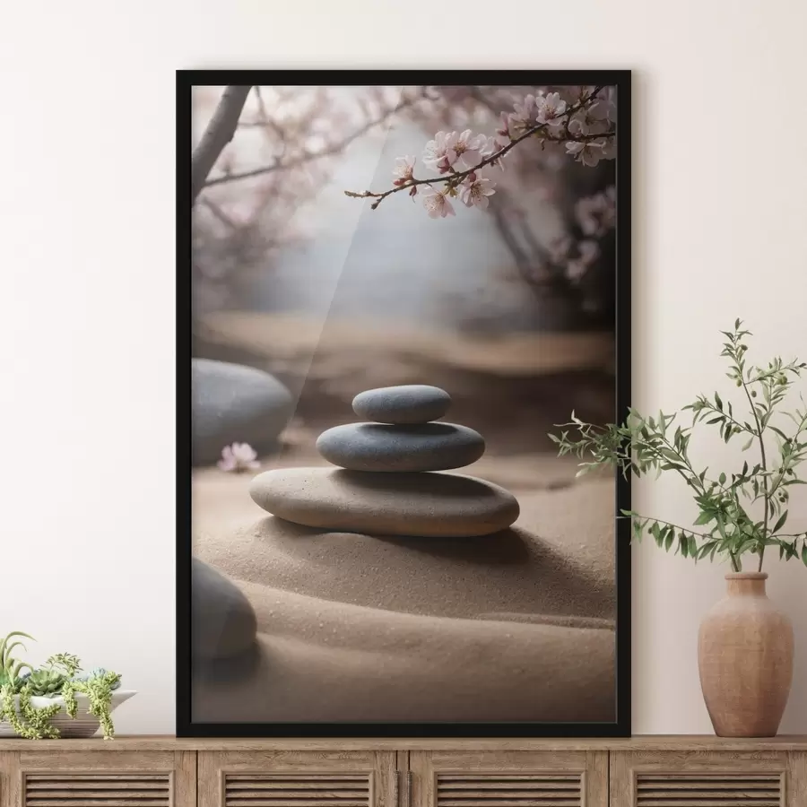 Fototapet Kameny na písku na rozmazaném pozadí f44475