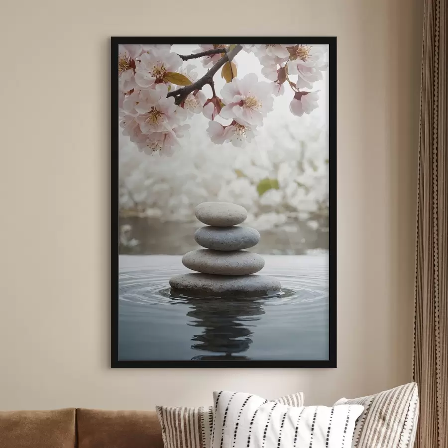 Fototapet Kameny ve vodě na rozmazaném pozadí f44476