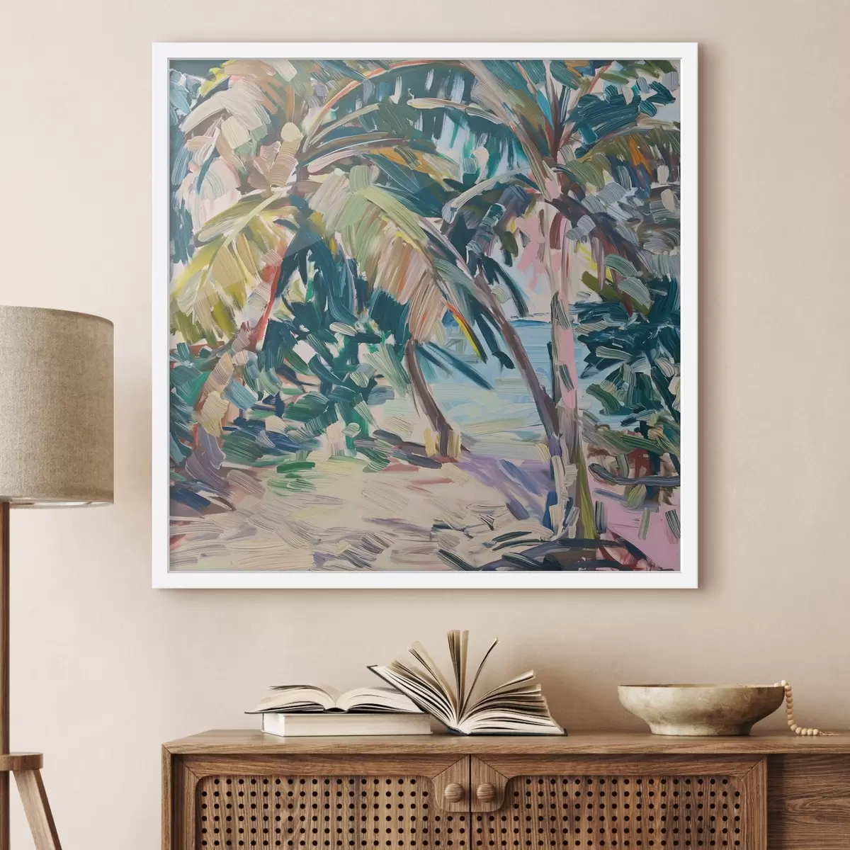 Poster Abstrakce palem, imitace tahů štětcem f44513