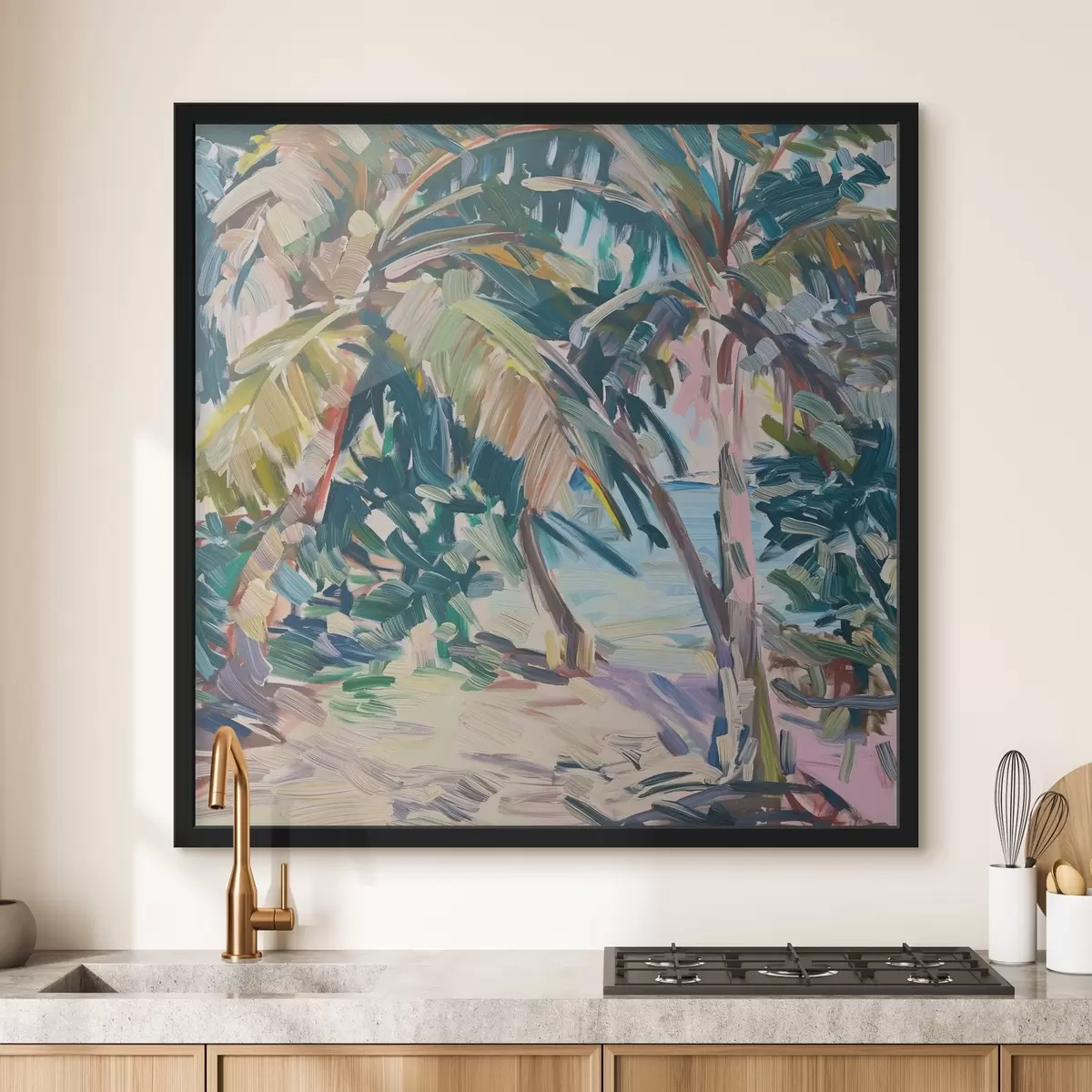 Poster Abstrakce palem, imitace tahů štětcem f44513