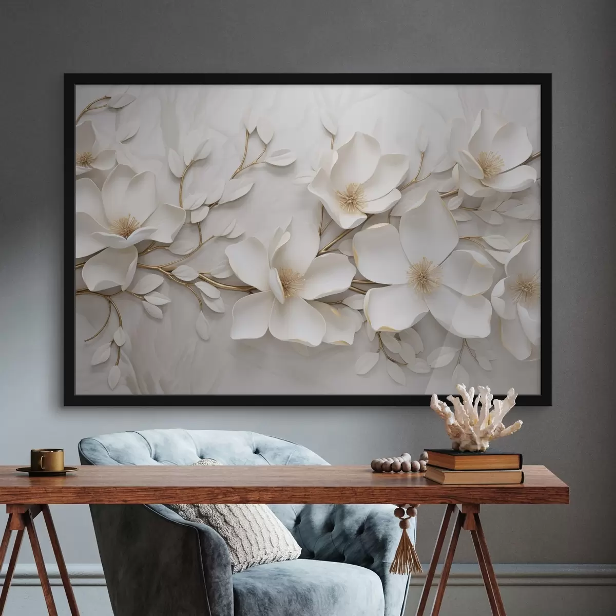 Poster Bílé květiny f44547