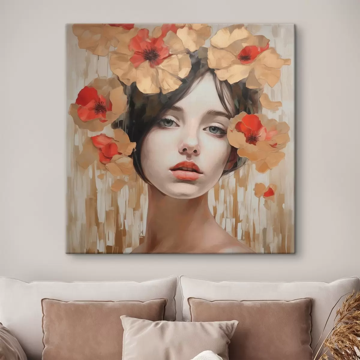 Obraz Portrét dívky s květinami Č. s44593