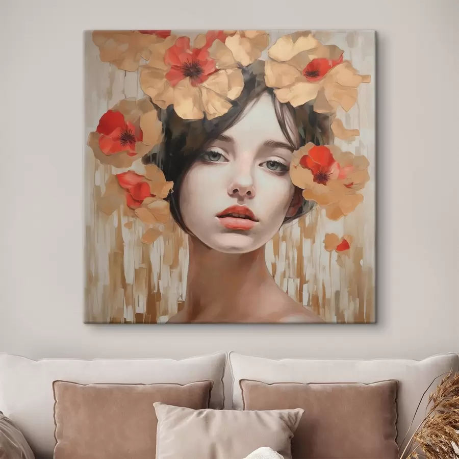 Obraz Portrét dívky s květinami Č. s44593