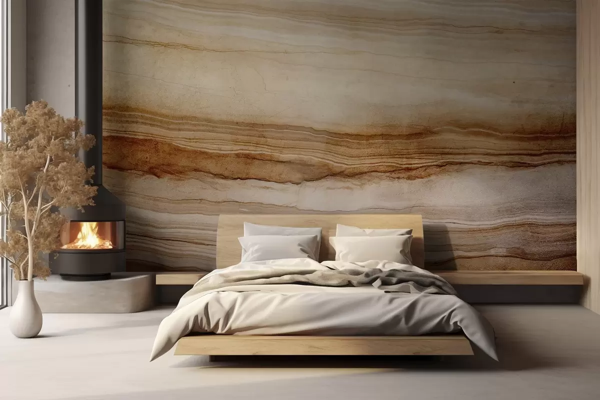 Fototapet Imitace textury dřeva s vodorovnými liniemi, béžová a tmavě hnědá , přírodní potisk, zemité jemné tóny w09156