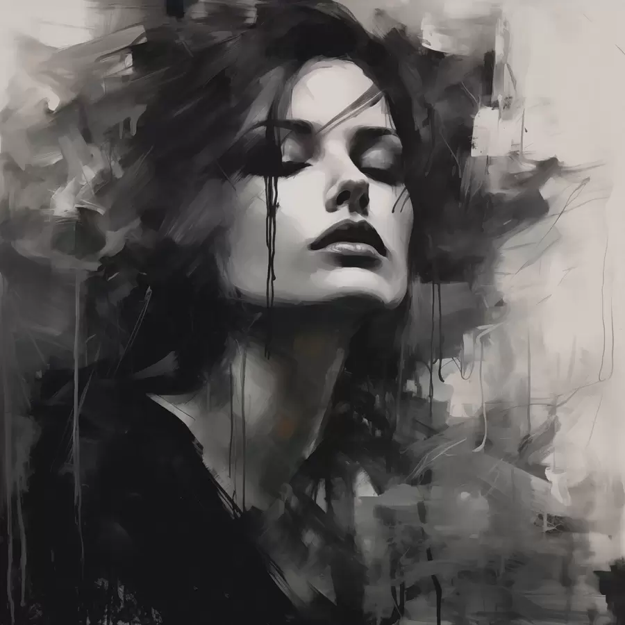 Fototapet Portrét ženy v šedočerných šatech w04049