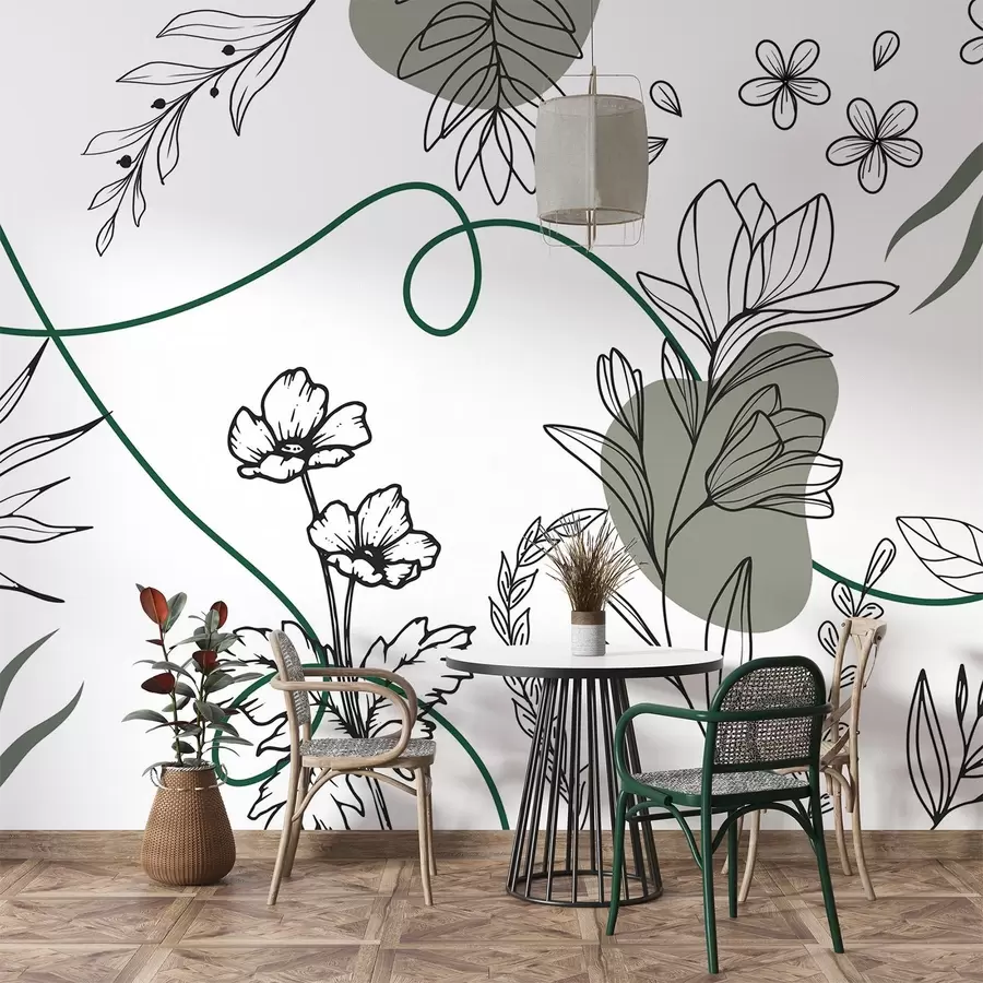 Fototapet Boho květinový obrys w04082