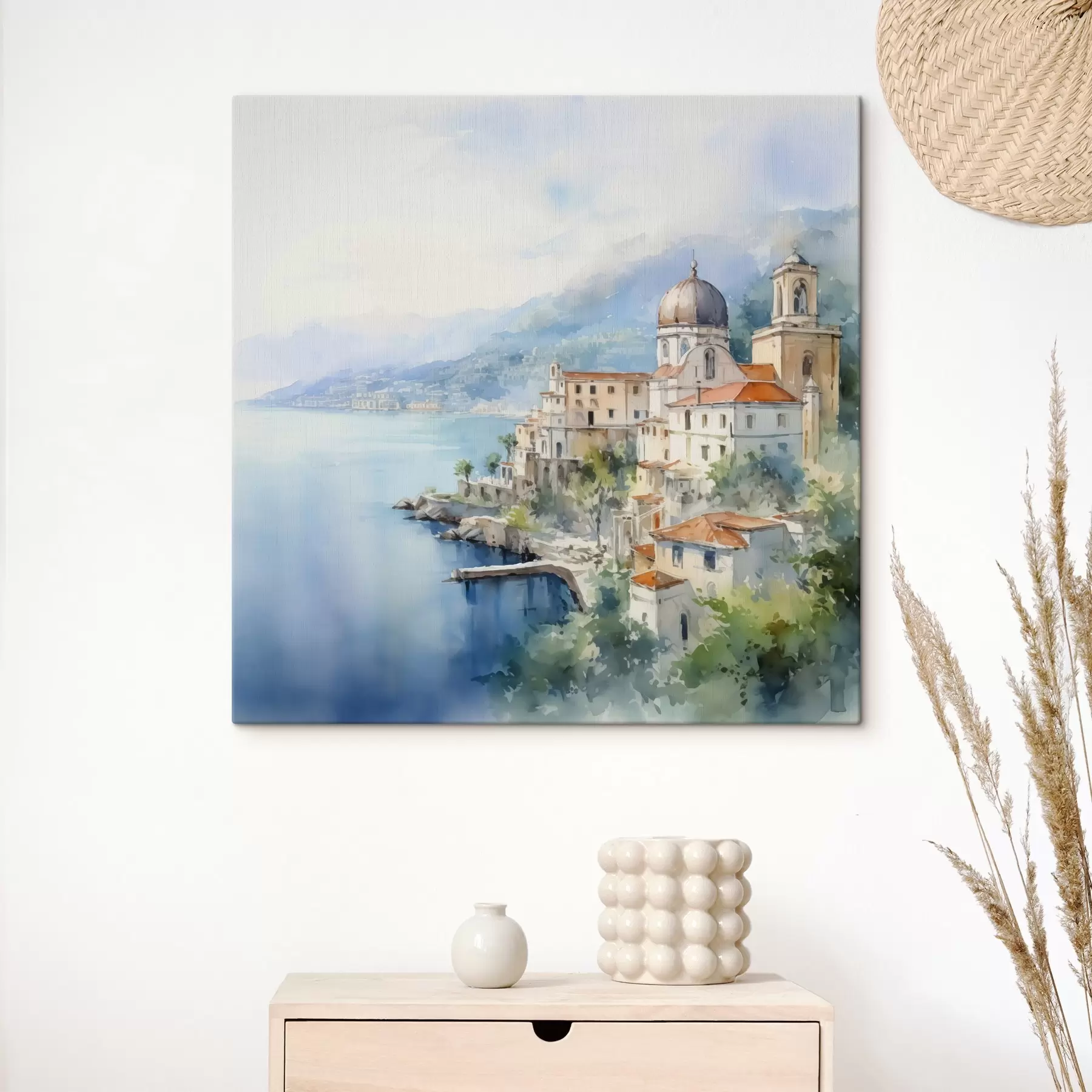 Obraz Město u moře imitace akvarelu Č. s44635